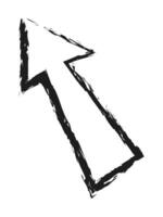 Contour thick arrow up left. Hand drawn charcoal arrow. vector
