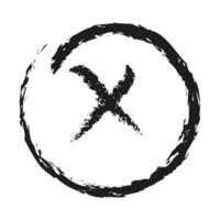Charcoal cross drawn in a circle. vector