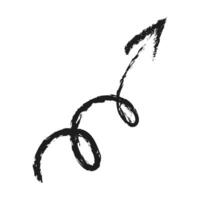 Curling up right arrow. Hand drawn charcoal arrow. vector