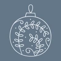 Doodle Christmas ball with a pattern of branches and leaves. Color clipart illustration. vector
