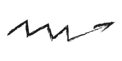 Zigzag arrow to the right. Hand drawn charcoal arrow. vector