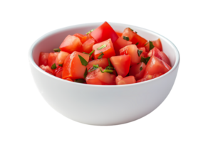Fresh tomatoes in white bowl isolated on transparent background png