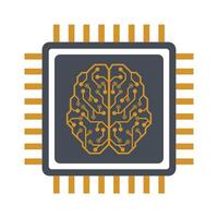Artificial intelligence chip concept represented by processor brain icon. Isolated and flat illustration vector