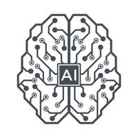 Artificial intelligence AI concept with human brain chip. illustration. vector