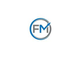 FM logo design with icon template and white background vector