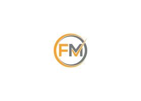 FM logo design with icon template and white background vector