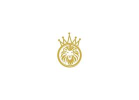 lion crown logo design with icon template and white background vector