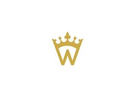 W crown logo design with icon template and white background vector