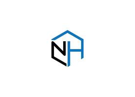 NH logo design with leaf icon template and white background vector