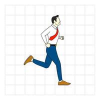 illustration of a man in work clothes running on a white background vector