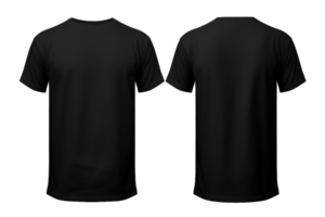 Plain empty black t-shirt front and back side mockup Template isolated on transparent background png