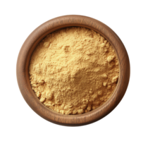 Fresh ginger powder in wooden bowl isolated on transparent background png