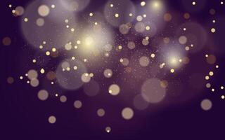 Golden bokeh lights on a dark background, creating a magical and festive atmosphere. Sparkling light effect with subtle glowing particles on a dark background vector