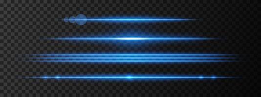 Blue light glare beam. A sharp horizontal beam reflection. Sci-fi designs, light transitions, or futuristic effects. Glowing light streaks and neon effects. Dynamic shine wallpaper background vector
