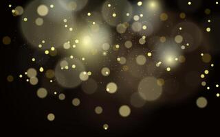 Golden bokeh lights on a dark background, creating a magical and festive atmosphere. Sparkling light effect with subtle glowing particles on a dark background vector