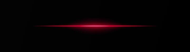 Intense red horizontal light beam on a black background, Neon rays, Flash of glare and explosion, laser beam. ideal for sci-fi, digital effects, or cinematic designs. Energy dynamic wallpaper vector
