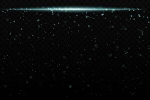Blue sparkling light effect with subtle glowing particles on a dark background, ideal for sci-fi, cosmic, or night sky themes. The horizontal beam adds a dynamic futuristic feel. vector
