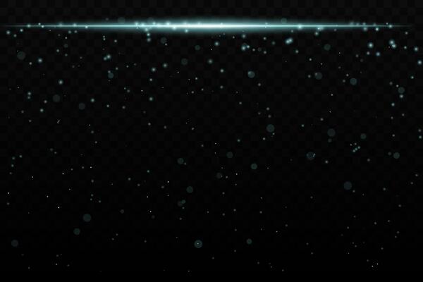 Blue sparkling light effect with subtle glowing particles on a dark background, ideal for sci-fi, cosmic, or night sky themes. The horizontal beam adds a dynamic futuristic feel.