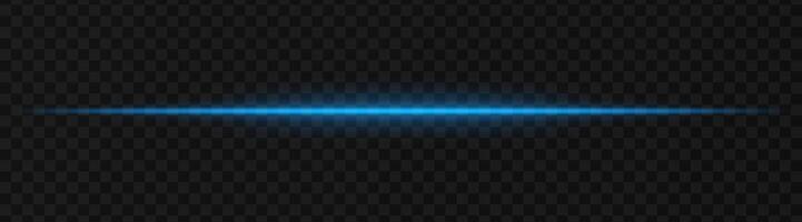 Intense blue horizontal light beam effect on a transparent background, ideal for sci-fi themes, digital design elements, or futuristic visual effects. vector