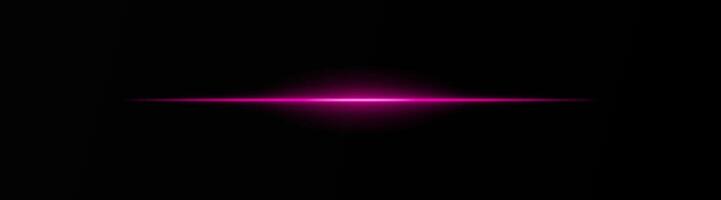 Intense purple horizontal light beam on a black background, Neon rays, Flash of glare and explosion, laser beam. ideal for sci-fi, digital effects, or cinematic designs. Energy dynamic wallpaper vector