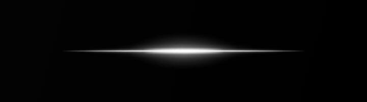 Intense white horizontal light beam on a black background, Neon rays, Flash of glare and explosion, laser beam. ideal for sci-fi, digital effects, or cinematic designs. Energy dynamic wallpaper vector