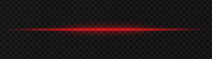 Intense red horizontal light beam effect on a transparent background, ideal for sci-fi themes, digital design elements, or futuristic visual effects. vector