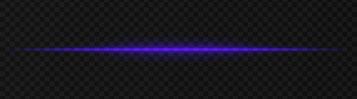 Intense purple horizontal light beam effect on a transparent background, ideal for sci-fi themes, digital design elements, or futuristic visual effects. vector