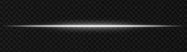 Intense white horizontal light beam effect on a transparent background, ideal for sci-fi themes, digital design elements, or futuristic visual effects. vector
