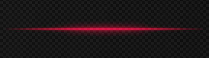Intense red horizontal light beam effect on a transparent background, ideal for sci-fi themes, digital design elements, or futuristic visual effects. vector