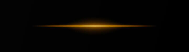 Intense orange horizontal light beam on a black background, Neon rays, Flash of glare and explosion, laser beam. ideal for sci-fi, digital effects, or cinematic designs. Energy dynamic wallpaper vector