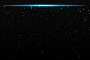 Blue sparkling light effect with subtle glowing particles on a dark background, ideal for sci-fi, cosmic, or night sky themes. The horizontal beam adds a dynamic futuristic feel. vector