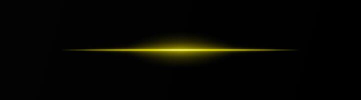 Intense yellow horizontal light beam on a black background, Neon rays, Flash of glare and explosion, laser beam. ideal for sci-fi, digital effects, or cinematic designs. Energy dynamic wallpaper vector