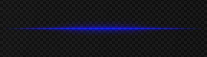 Intense blue horizontal light beam effect on a transparent background, ideal for sci-fi themes, digital design elements, or futuristic visual effects. vector