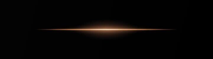 Intense orange horizontal light beam on a black background, Neon rays, Flash of glare and explosion, laser beam. ideal for sci-fi, digital effects, or cinematic designs. Energy dynamic wallpaper vector