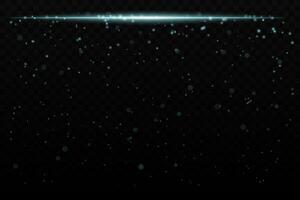 Blue sparkling light effect with subtle glowing particles on a dark background, ideal for sci-fi, cosmic, or night sky themes. The horizontal beam adds a dynamic futuristic feel. vector