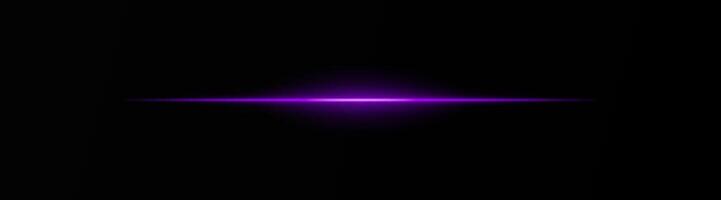 Intense purple horizontal light beam on a black background, Neon rays, Flash of glare and explosion, laser beam. ideal for sci-fi, digital effects, or cinematic designs. Energy dynamic wallpaper vector