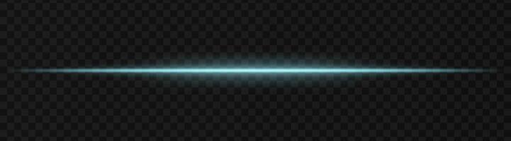 Intense blue horizontal light beam effect on a transparent background, ideal for sci-fi themes, digital design elements, or futuristic visual effects. vector