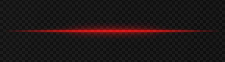 Intense red horizontal light beam effect on a transparent background, ideal for sci-fi themes, digital design elements, or futuristic visual effects. vector