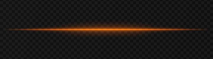 Intense gold horizontal light beam effect on a transparent background, ideal for sci-fi themes, digital design elements, or futuristic visual effects. vector