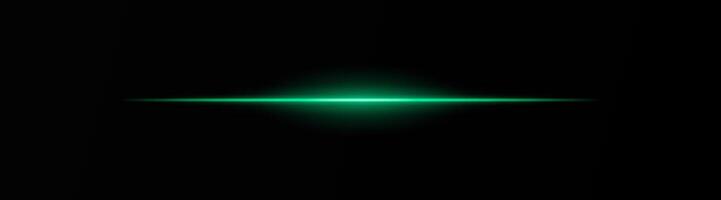 Intense green horizontal light beam on a black background, Neon rays, Flash of glare and explosion, laser beam. ideal for sci-fi, digital effects, or cinematic designs. Energy dynamic wallpaper vector