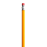 Isolated image of a yellow pencil on a clear backdrop, ideal for use in educational materials and graphics. png