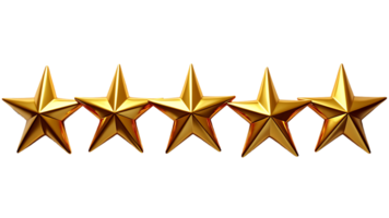Elegant five-star rating icon, beautifully cut out and isolated for versatile applications in design. png