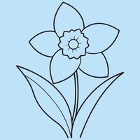 Daffodil Flower line art illustrations, ideal for coloring, crafts, and educational materials. Simple fruit outlines for coloring and drawing practice. Great for kids and adults work or project. vector