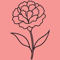 Carnation Flower line art illustrations, ideal for coloring, crafts, and educational materials. Simple fruit outlines for coloring and drawing practice. Great for kids and adults work or project. vector