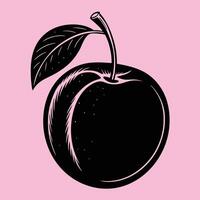 Plum fruit silhouette illustrations, ideal for coloring, crafts, and educational materials. Simple fruit outlines for coloring and drawing practice. Great for kids and adults work or project. vector