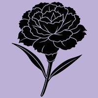 Carnation Flower silhouette illustrations, ideal for coloring, crafts, and educational materials. Simple fruit outlines for coloring and drawing practice. Great for kids and adults work or project. vector