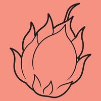 Dragon fruit line art illustrations, ideal for coloring, crafts, and educational materials. Simple fruit outlines for coloring and drawing practice. Great for kids and adults work or project. vector