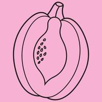 Papaya line art illustrations, ideal for coloring, crafts, and educational materials. Simple fruit outlines for coloring and drawing practice. Great for kids and adults work or project. vector
