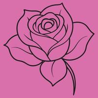 Rose Flower line art illustrations, ideal for coloring, crafts, and educational materials. Simple fruit outlines for coloring and drawing practice. Great for kids and adults work or project. vector