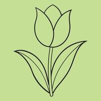 Tulip Flower line art illustrations, ideal for coloring, crafts, and educational materials. Simple fruit outlines for coloring and drawing practice. Great for kids and adults work or project. vector
